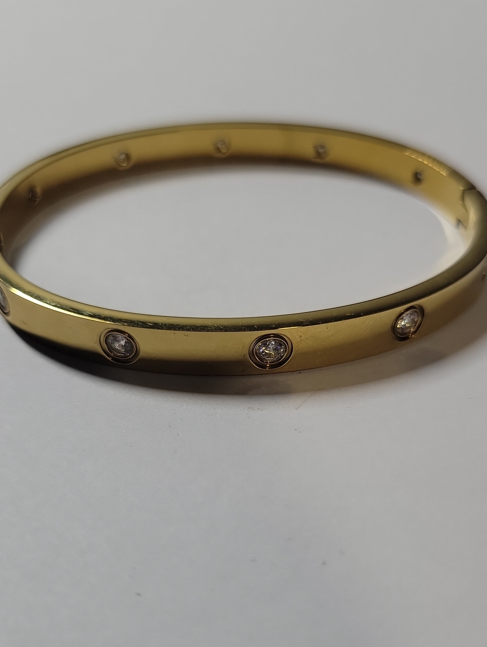 Gold Tone Crystal Accent Bangle Bracelet - Women